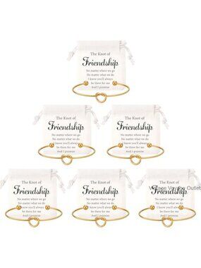 6 Set Friendship Bracelets 14k Gold Coated with Canvas Bags